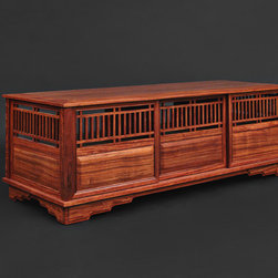 Asian Contemporary Solid Bubinga Low Entertainment Unit - Buffets And Sideboards