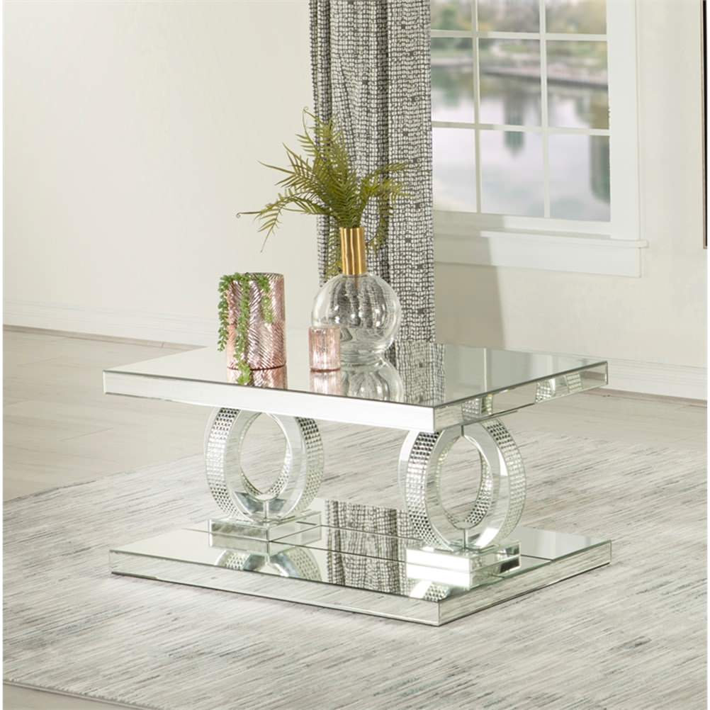 Coaster Modern Wood Rectangular Coffee Table with Rings Base in ...