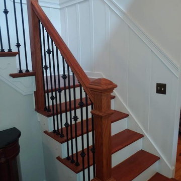 Hardwood Staircase- Wood Handrails With Iron Balusters