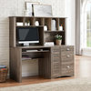 Large Desk, Integrated Hutch With Multiple Open Shelves for Extra Storage, Brown