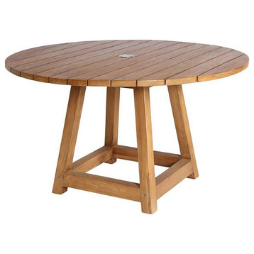 George Outdoor Teak Dining Table, 47" Dia., Natural