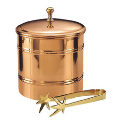 3 qt. 7 in. Dia x 8.75 in. x 7 in. H Decor Copper Lined Ice Bucket with Brass 7. - Cocktail Shakers And Bar Tool Sets
