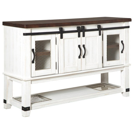 Ashley Furniture Valebeck 4 Door Server in White and Brown