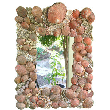 "Red Is Green" Gorgeous Abalone Sea Shell Framed Mirror