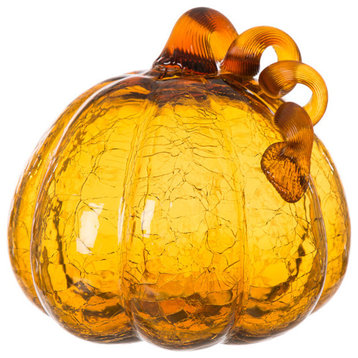 Glass Pumpkin, Amber Crackle