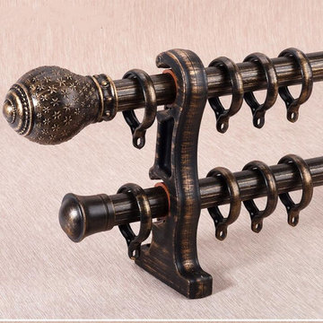 QYR4122 28mm Antique Black White Green Curtain Rod Sets