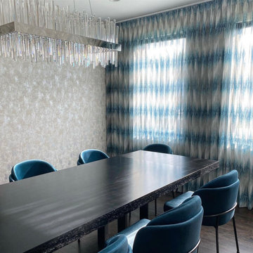 Modern Ocean Blue Dining Room