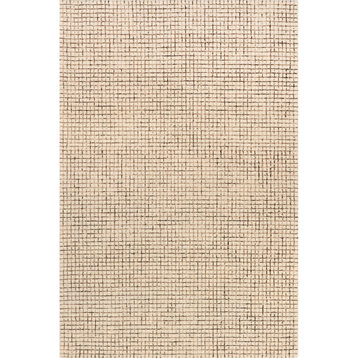 Arvin Olano Melrose Checked Wool Area Rug, Cream 2' 6" x 8'