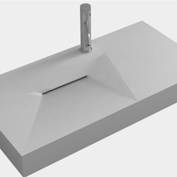 Modena Rectangular Wall Mounted Stone Sink - Bathroom Sinks