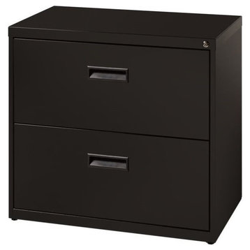 Pemberly Row 2-Drawer Modern Metal Home Office Lateral File Cabinet in Black