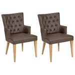 Bentley Designs - High Park Upholstered Arm Chairs, Set of 2, Brown Leather - High Park Upholstered Arm Chair Pair - Brown Leather exudes a unique character. Design cues such as integral recessed handles, softened facials with tapering legs and shadow gap detailing attest to a range that is contemporary yet relaxed.