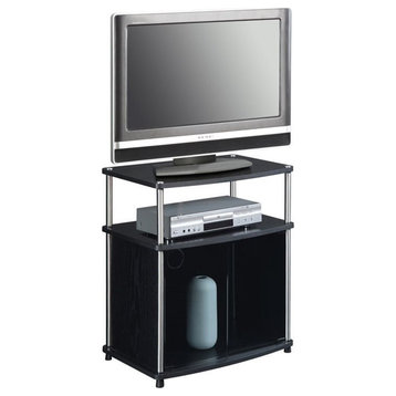 Pemberly Row Transitional Wood TV Stand for TVs up to 27" with Cabinet in Black