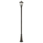 Z-Lite - Talbot 1 Light Outdoor Post Mounted Fixture in Rubbed Bronze - Softly illuminate an exterior front or back walkway with a classic fixture reflecting a charming village theme. Made from Rubbed Bronze metal and seedy glass panels this one-light outdoor post mounted fixture delivers a charming upgrade with detailed design work and industrial-inspired attitude.andnbsp