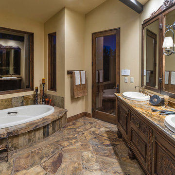 Water tower inspired home master bath suite