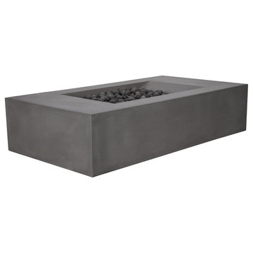 Pyromania Moderne Concrete Fire Table, 58"x32", Slate, Natural Gas