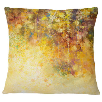 White Flowers And Soft Color Leaves Floral Throw Pillow, 18"x18"