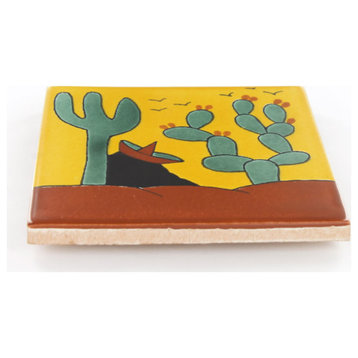Handmade Tierra y Fuego Ceramic Tile, Ranchero 1, Set of 9