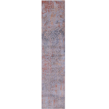 2' 5" X 11' 10" Persian Tabriz Hand-Knotted Wool & Silk Runner Rug - Q20127