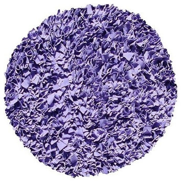Shaggy Raggy Area Round Rug, Purple, 4'x4'