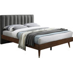 Meridian Furniture - Vance Linen Textured Fabric Upholstered Bed, Gray, Queen - Trust this Vance midcentury modern linen textured queen-size bed to give your room a totally new look and an elegant vibe. The frame is made from real wood with a walnut finish, so this bed pairs beautifully with the nightstand in the same collection. The linen textured headboard covered in soft and durable grey linen textured fabric upholstery for softness and comfort provides an exceptionally contemporary yet midcentury slant.