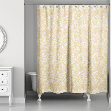 Yellow Dainty Floral 71x74 Shower Curtain
