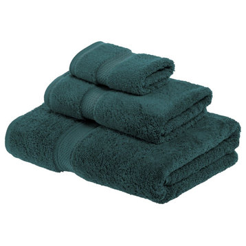 3 Piece Solid Quick Drying Face Hand Towel Set, Teal