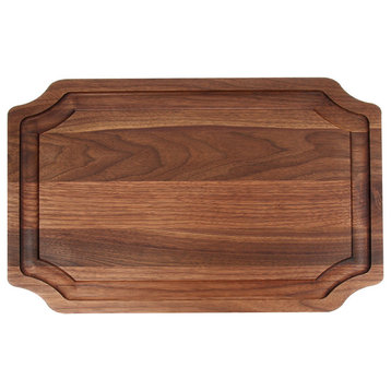 BigWood Boards Large Scalloped Carving Board with Juice Well, Walnut, 15" x 24"