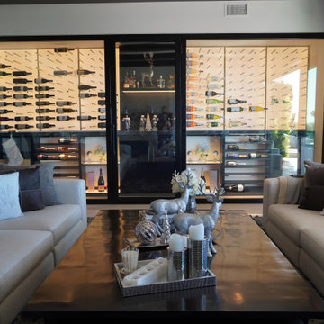 Stylish, Well-Refrigerated Wine Room in Bright Living Area