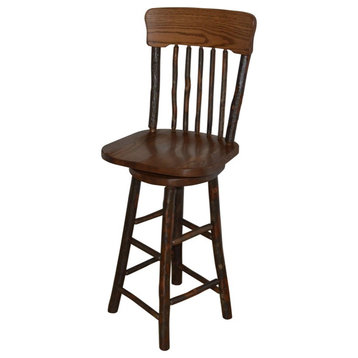 Hickory Panel Back Swivel Bar Chair, Walnut