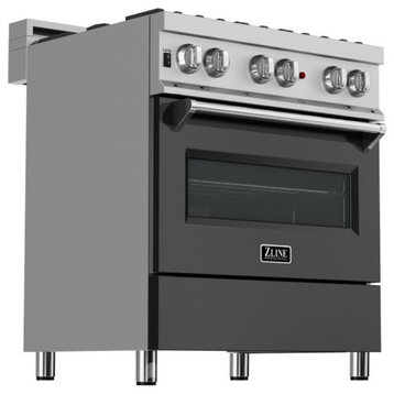 ZLINE 30" DuraSnow® Range Gas Stove/Electric Oven, Black Matte Door