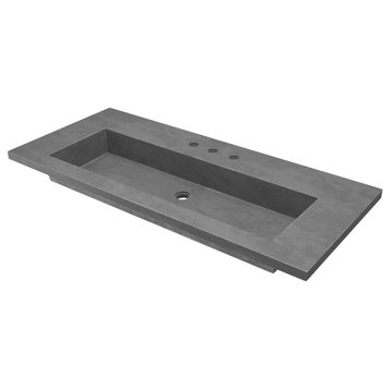 48" Capistrano Vanity Top with Integral Sink, Slate, 8" Widespread Faucet Holes