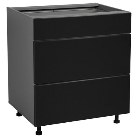15 Base Cabinet-Double Door-Three Drawer-with Black Matte door