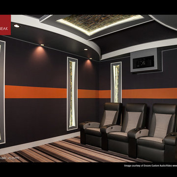 Modern Home Theater with Fortuny Incliner Seats.
