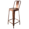 Ironworks"dustrial Loft Aged Copper Bar Stool with Back