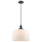 Innovations Lighting - Large Bell 1-Light LED Pendant, Oil Rubbed Bronze, Glass: Matte White Cased - One of our largest and original collections, the Franklin Restoration is made up of a vast selection of heavy metal finishes and a large array of metal and glass shades that bring a touch of industrial into your home.