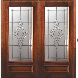 Pre-hung External Double Door 80 Mahogany Heritage 3/4 Lite Glass - Front Doors