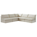 Meridian Furniture - Jacob Velvet Upholstered 5-Piece L-Shaped Modular Sectional, Cream - Create the ideal seating arrangement for your space when you pick and choose the elements you like mostincluding this Jacob velvet modular sectional. Mix and match items in the Jacob collection to bring your living space or family room together with a personalized slant. Soft cream velvet upholstery is soft and welcoming to the touch, adding a luxurious feel to everyday seating. Deep channel tufting adds to the piece's durability, and latches underneath the unit make it easy to attach to other pieces in the collection.