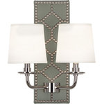 Robert Abbey - Robert Abbey S1034 Williamsburg Lightfoot - Two Light Wall Sconce - Designer: Williamsburg  Cord CoWilliamsburg Lightfo Carter Gray Leather *UL Approved: YES Energy Star Qualified: n/a ADA Certified: n/a  *Number of Lights: Lamp: 2-*Wattage:60w B Candelabra Base bulb(s) *Bulb Included:No *Bulb Type:B Candelabra Base *Finish Type:Carter Gray Leather/Polished Nickel