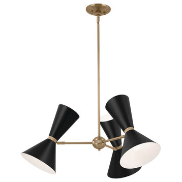 Phix 6 Light Chandelier 1 Tier Small, Champagne Bronze and Black