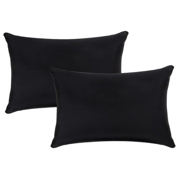 A1HC Nylon PU Coat Indoor/Outdoor Pillow Covers, Set of 2, Onyx, 12"x20"