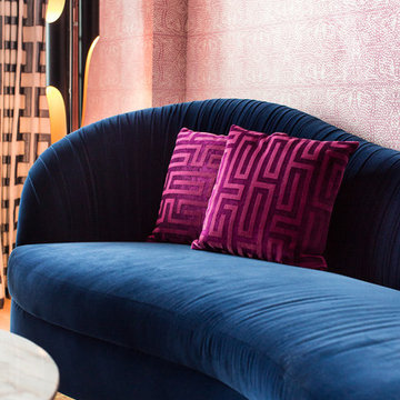 Magenta and Navy Pad Living Room
