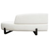 Vesper Curved Armless Right Chaise, Faux White Shearling, Black Wood Leg Base