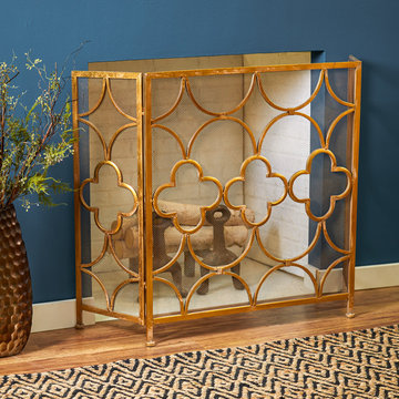 Woodland Imports The Yellow Metal Fireplace Screen