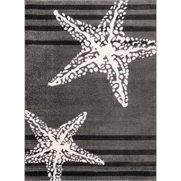 nuLOOM Minnie Coastal Starfish Striped Area Rug, Gray 3'x5'