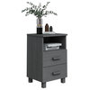 vidaXL Nightstand 2 Pcs Bedside Storage Cabinet Dark Gray Solid Wood Pine