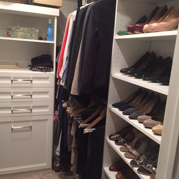 Small Walk In Closet with Tilt-Out Laundry Hamper