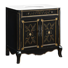 32" White Marble Top, Hand Painted Decoroso Bathroom Sink Vanity, Hf2326