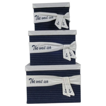 Anne Home, Set Of 3 Fabric Boxes With Cover