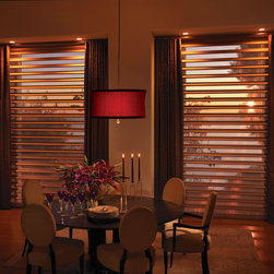 Traditional Beige Dining Room Custom Window Window Shadings by Hunter Douglas - Window Treatments