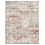 Nourison - Calvin Klein CK950 Rush 8' x 10' Ivory/Multi Modern Indoor Area Rug - Experience the raw energy of Calvin Klein with this Rush Collection area rug. Its abstract design, with linear detailing, creates pools of soft color, while the high-low pile builds exceptional texture and dimension. A subtle statement piece in a modern mix of soft rust and beige on ivory.